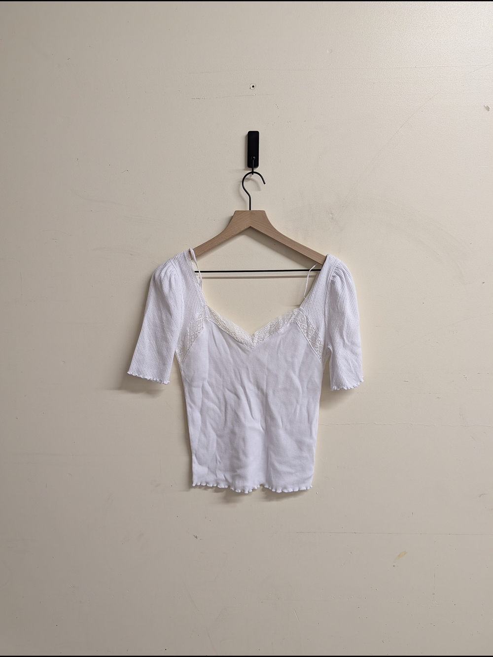 Free People White Lace-Trim Scoop‎ Camisole Crop Top Extra Small